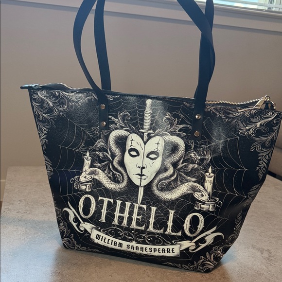 “Othello” Leather Black and White Tote Bag and Wallet - Picture 6 of 11